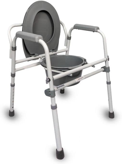 Rehamo Comy BA Folding Commode Chair for Elderly, Disabled Adults, Medical Commode Stool